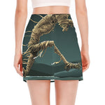 Running Mummy Print Side Slit Mini Skirt