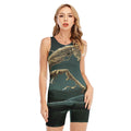 Running Mummy Print Sleeveless One Piece Swimsuit