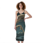Running Mummy Print Slim Fit Midi Cami Dress