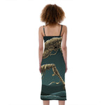 Running Mummy Print Slim Fit Midi Cami Dress