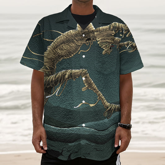Running Mummy Print Textured Short Sleeve Shirt
