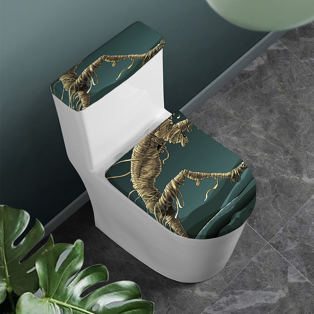 Running Mummy Print Toilet Lid And Tank Cover Set