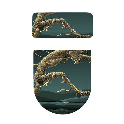 Running Mummy Print Toilet Lid And Tank Cover Set