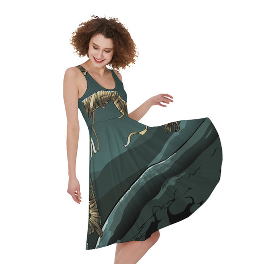 Running Mummy Print Women's Sleeveless Dress
