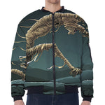 Running Mummy Print Zip Sleeve Bomber Jacket