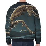 Running Mummy Print Zip Sleeve Bomber Jacket