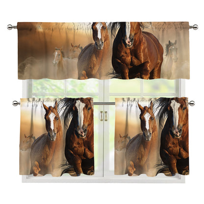 Running Wild Horses Print 3 Piece Kitchen Curtains