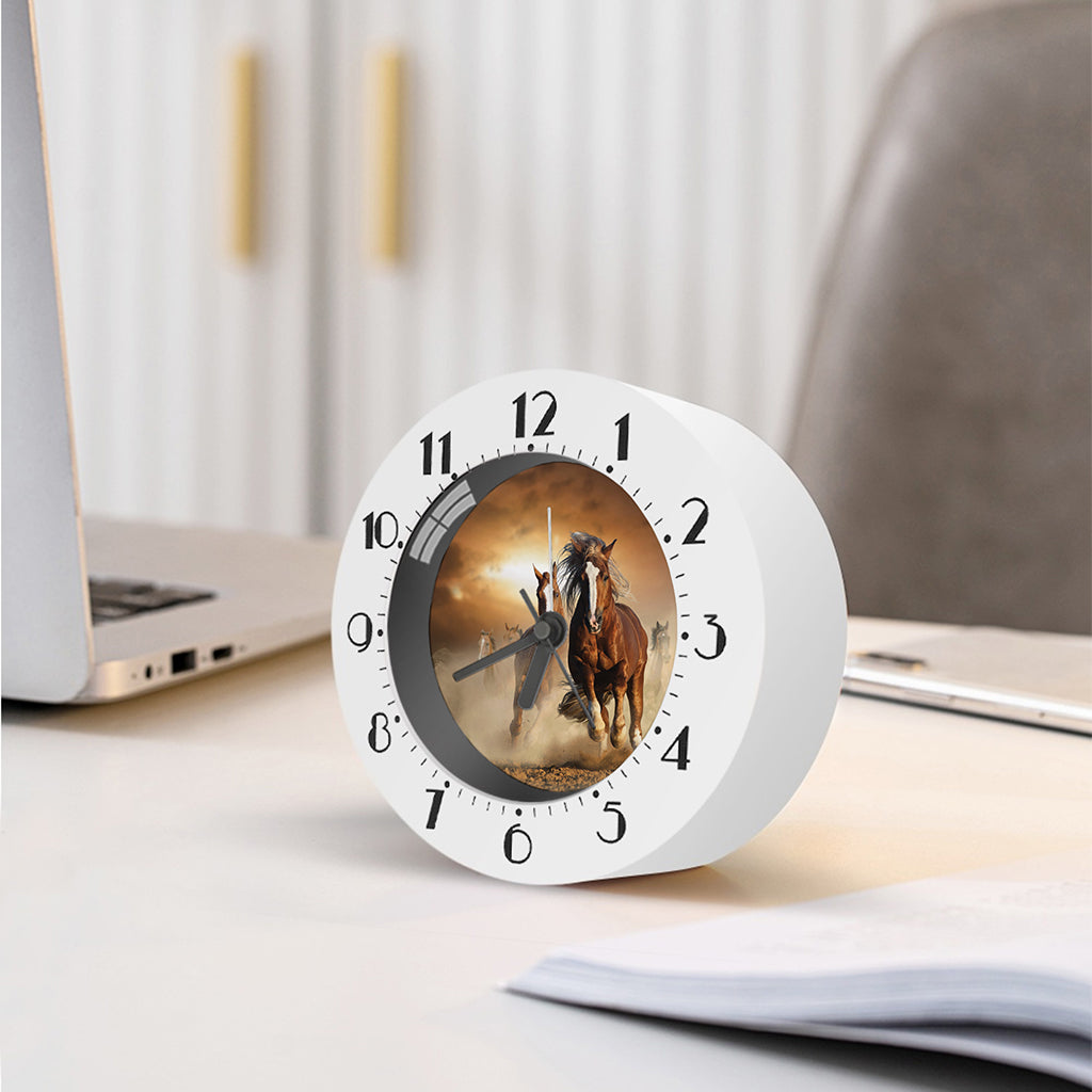 Running Wild Horses Print Alarm Clock