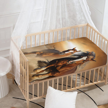 Running Wild Horses Print Baby Crib Sheet