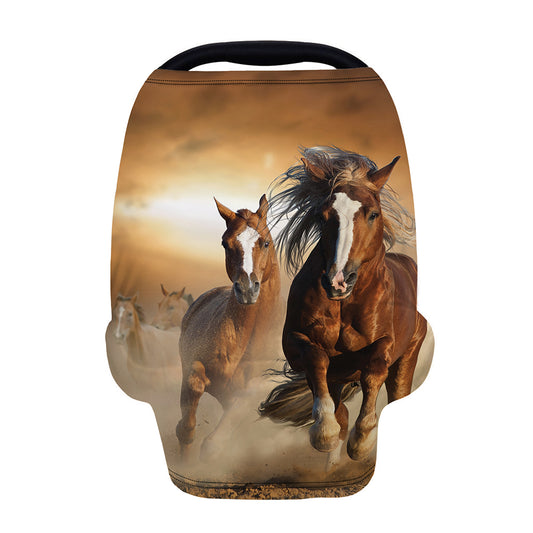 Running Wild Horses Print Baby Seat Cover
