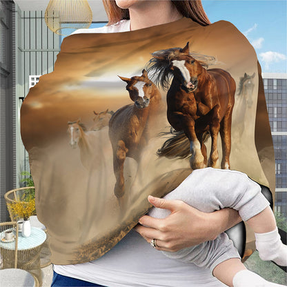 Running Wild Horses Print Baby Seat Cover