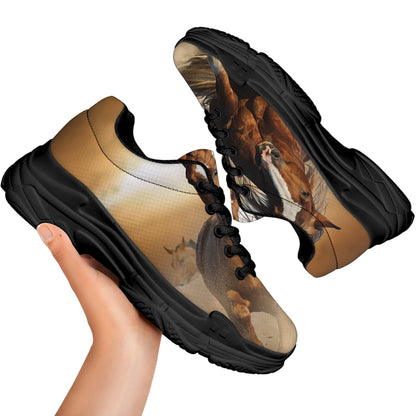 Running Wild Horses Print Black Chunky Shoes