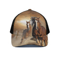 Running Wild Horses Print Black Mesh Trucker Hat