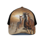 Running Wild Horses Print Black Mesh Trucker Cap