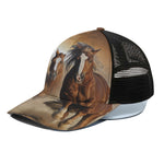 Running Wild Horses Print Black Mesh Trucker Cap