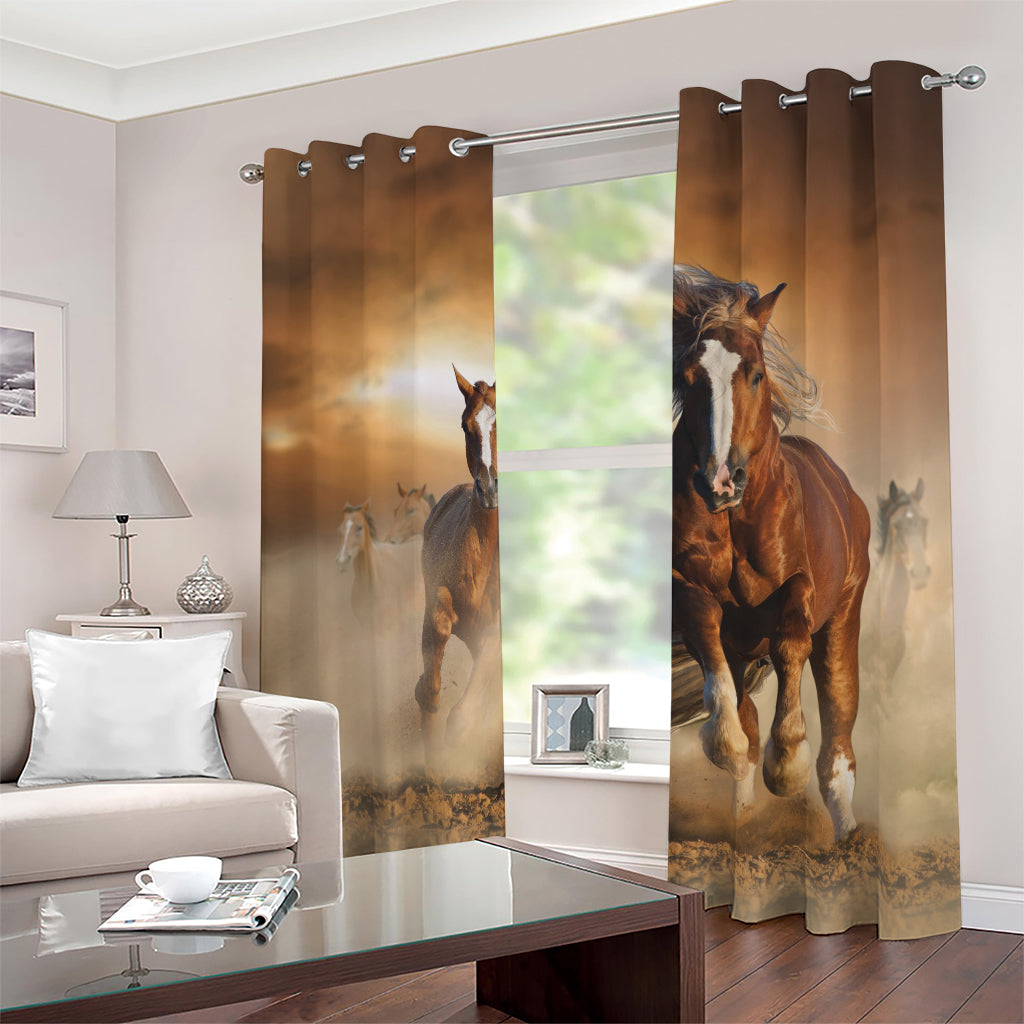 Running Wild Horses Print Blackout Grommet Curtains