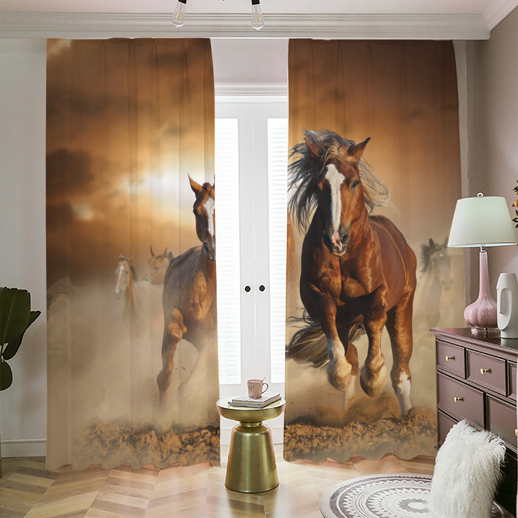 Running Wild Horses Print Blackout Pencil Pleat Curtains