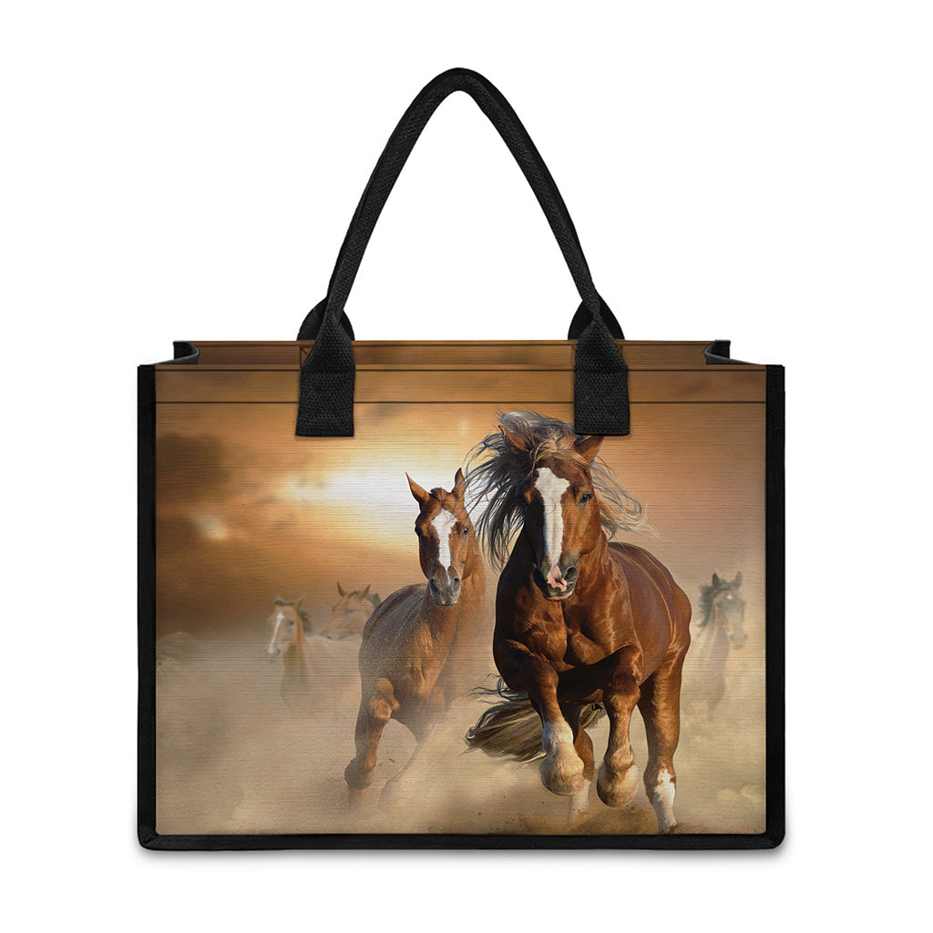 Running Wild Horses Print Canvas Tote Bag