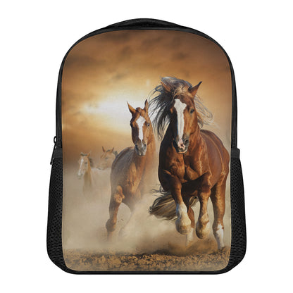 Running Wild Horses Print Casual Backpack