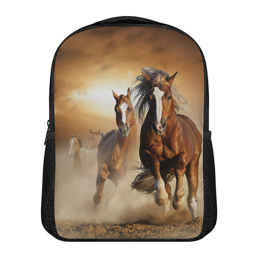 Running Wild Horses Print Casual Backpack