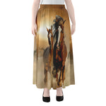 Running Wild Horses Print Chiffon Maxi Skirt