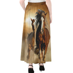 Running Wild Horses Print Chiffon Maxi Skirt