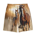 Running Wild Horses Print Cotton Shorts