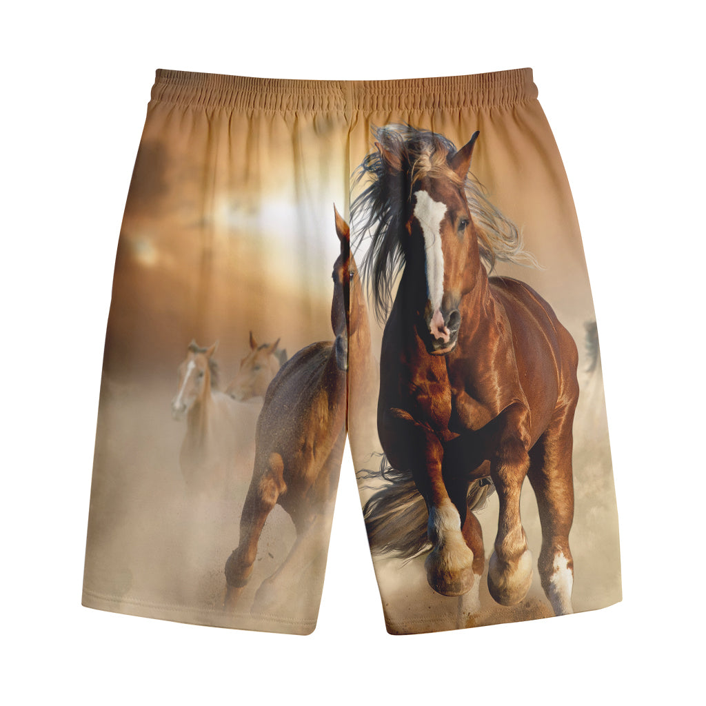 Running Wild Horses Print Cotton Shorts