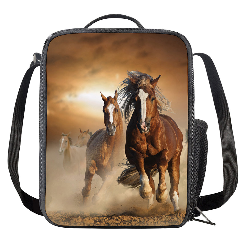 Running Wild Horses Print Crossbody Lunch Bag