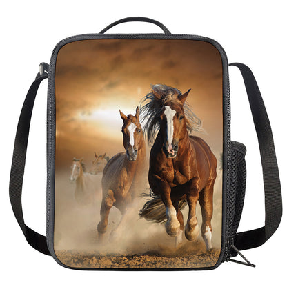 Running Wild Horses Print Crossbody Lunch Bag