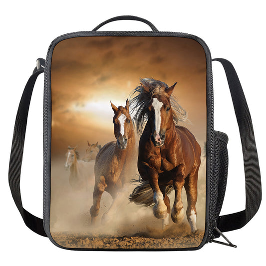 Running Wild Horses Print Crossbody Lunch Bag