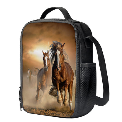 Running Wild Horses Print Crossbody Lunch Bag
