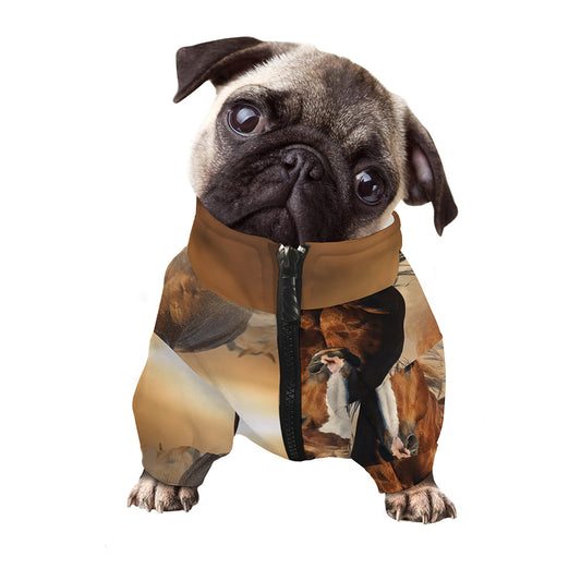 Running Wild Horses Print Dog Zip Up Jacket