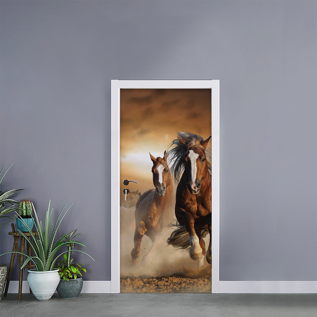 Running Wild Horses Print Door Sticker