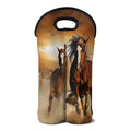 Running Wild Horses Print Double Neoprene Wine Tote