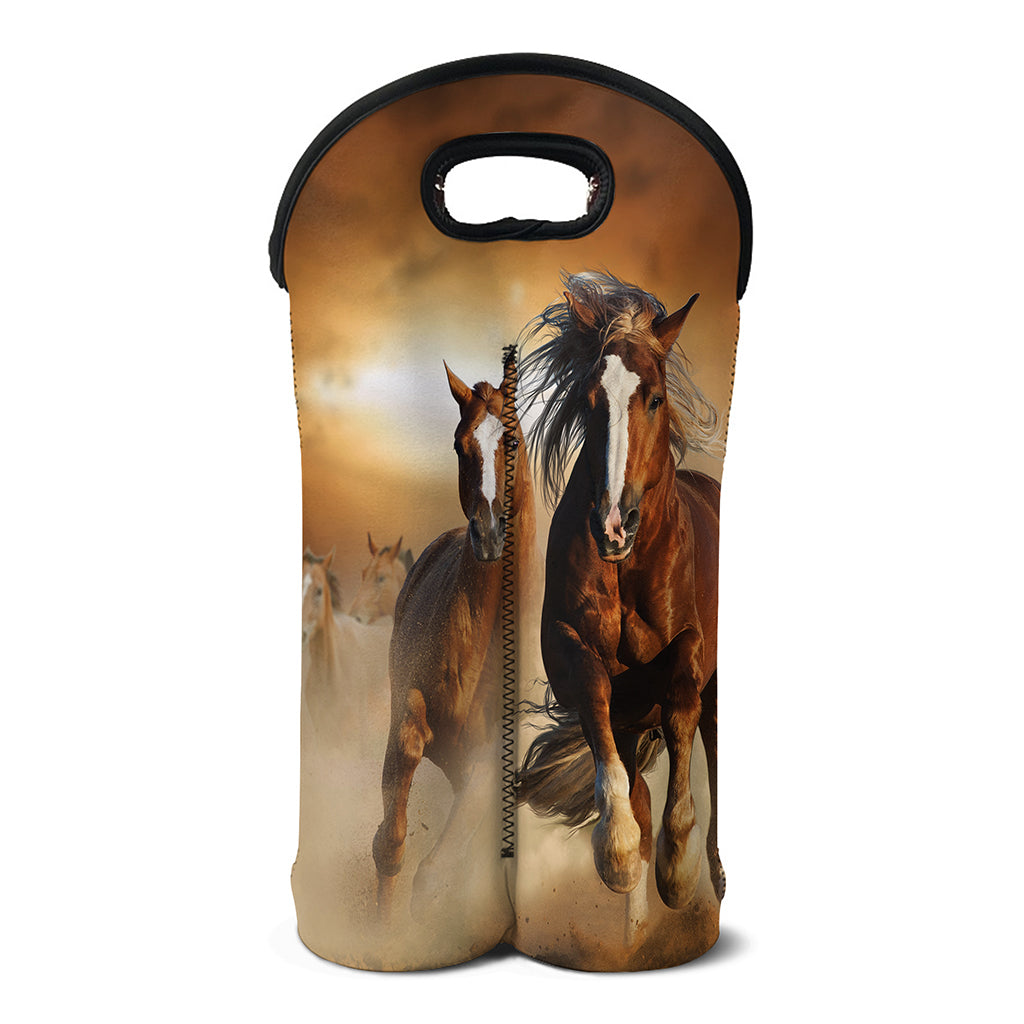 Running Wild Horses Print Double Neoprene Wine Tote
