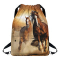 Running Wild Horses Print Drawstring Backpack