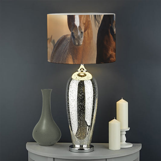 Running Wild Horses Print Drum Lamp Shade