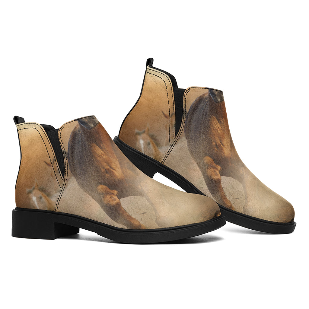 Running Wild Horses Print Flat Ankle Boots