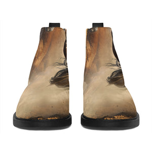 Running Wild Horses Print Flat Ankle Boots