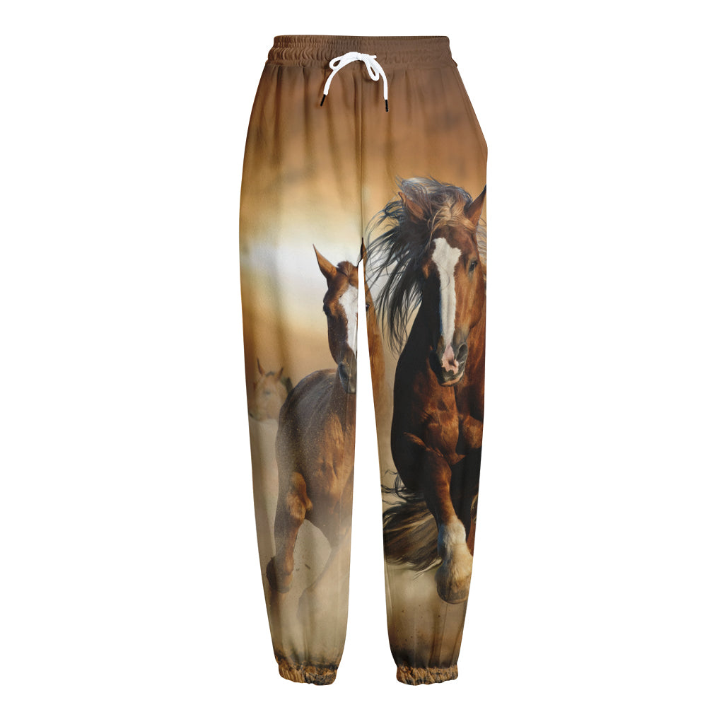Running Wild Horses Print Fleece Lined Knit Pants