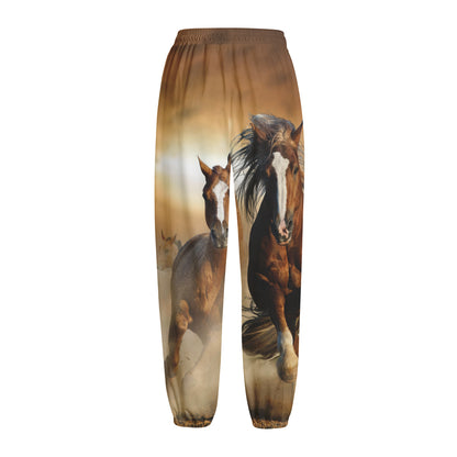 Running Wild Horses Print Fleece Lined Knit Pants