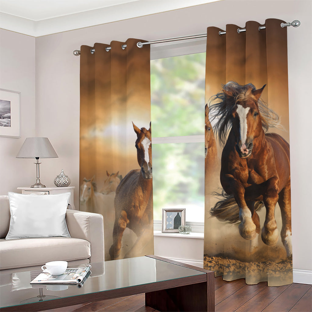 Running Wild Horses Print Grommet Curtains