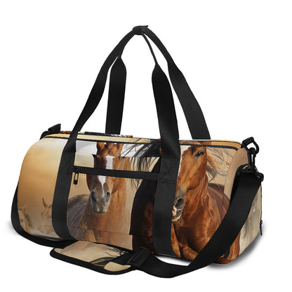 Running Wild Horses Print Gym Bag