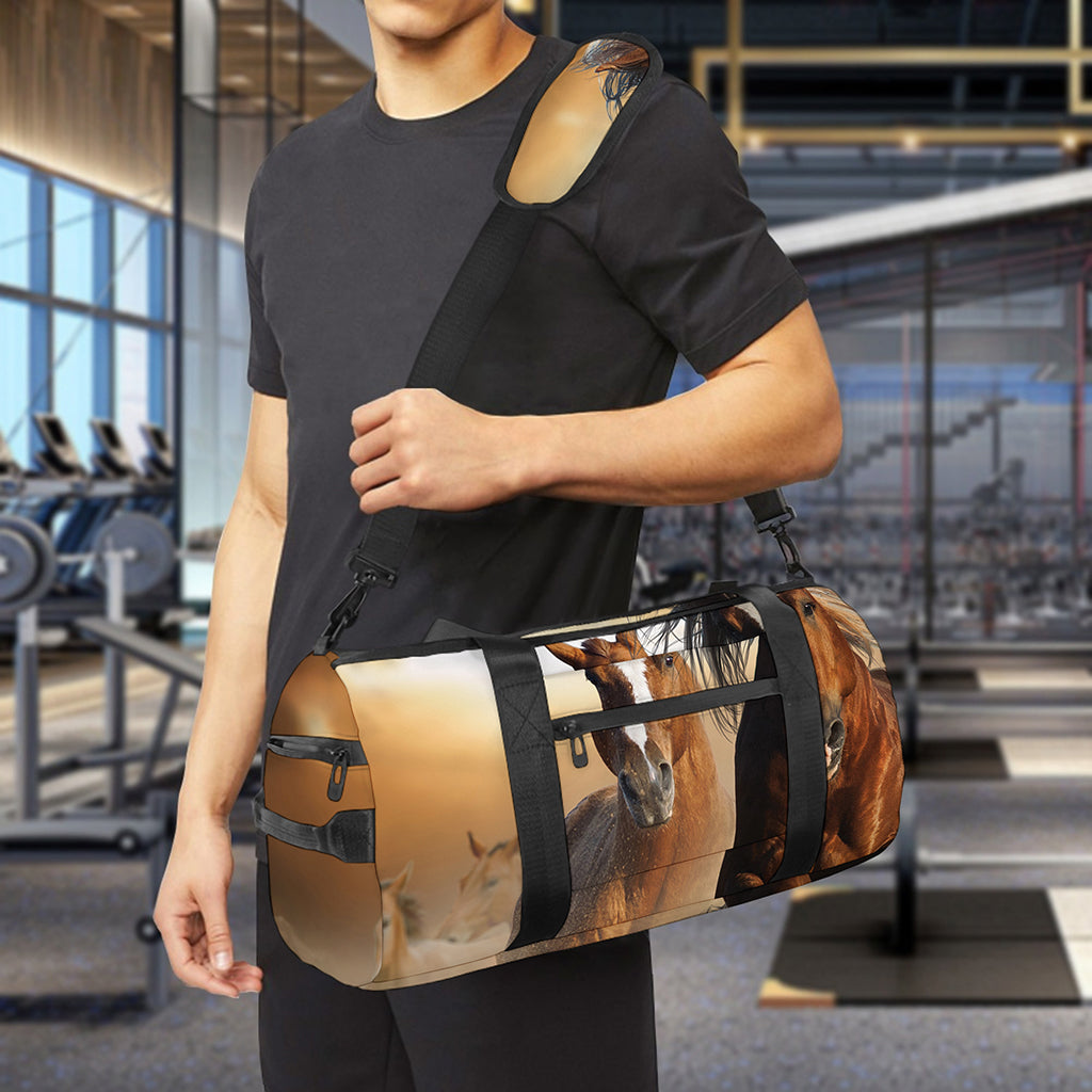 Running Wild Horses Print Gym Bag