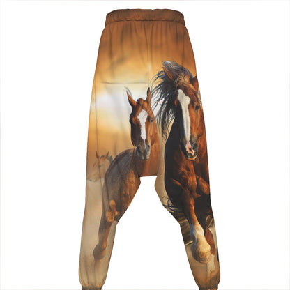 Running Wild Horses Print Hammer Pants