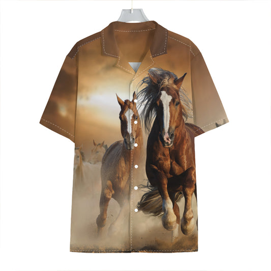 Running Wild Horses Print Hawaiian Shirt