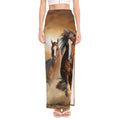 Running Wild Horses Print High Slit Maxi Skirt