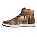 Running Wild Horses Print High Top Leather Sneakers