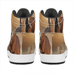 Running Wild Horses Print High Top Leather Sneakers